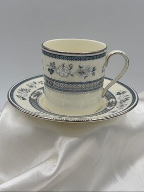 Classic Blue Floral Porcelain Teacup and Saucer Set